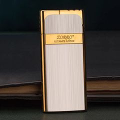 Bật lửa chính hãng Zorro bạc xước viền vàng Z642