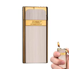 Bật lửa chính hãng Zorro bạc xước viền vàng Z642