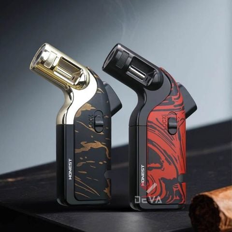 Bật lửa gas chính hãng Honest khò 1 tia có khoá an toàn kèm đục Cigar BCZ 857