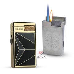 Bật lửa gas đá Honest lửa kép có ô cửa quan sát nhiên liệu BCZ861