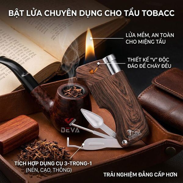 Bật lửa hút tẩu vân gỗ Lubinski Sk 28
