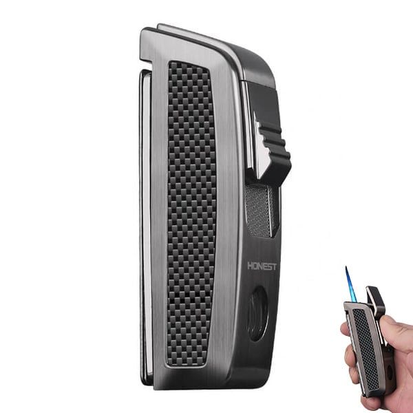Bật lửa chính hãng Honest khò 1 tia kèm kéo cắt Cigar BCZ 823