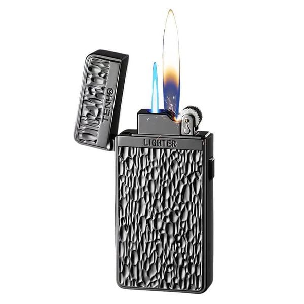 Bật lửa gas đá 2 kiểu lửa ô cửa trong suốt TH-636