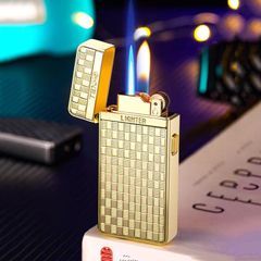 Bật lửa gas đá 2 kiểu lửa ô cửa trong suốt TH-636