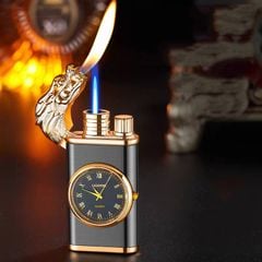 Bật lửa gas 2 chế độ lửa có đồng hồ các hình  DT19