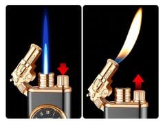 Bật lửa gas 2 chế độ lửa có đồng hồ các hình  DT19