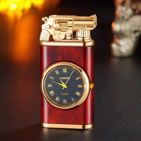 Bật lửa gas 2 chế độ lửa có đồng hồ các hình  DT19