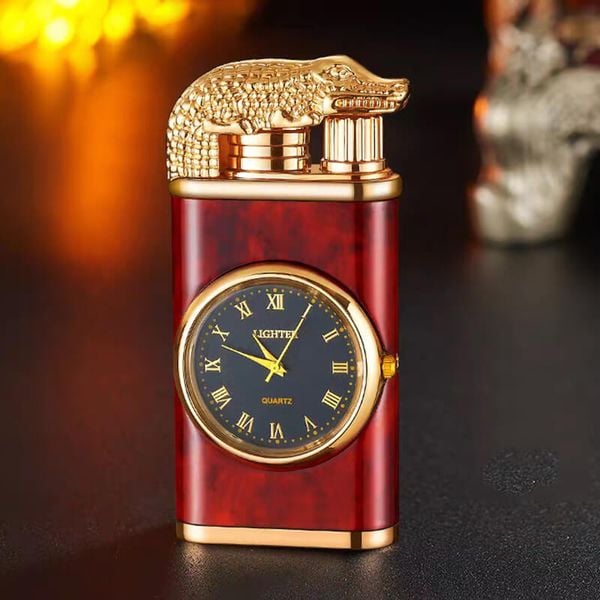 Bật lửa gas 2 chế độ lửa có đồng hồ các hình  DT19