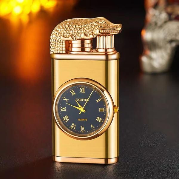 Bật lửa gas 2 chế độ lửa có đồng hồ các hình  DT19