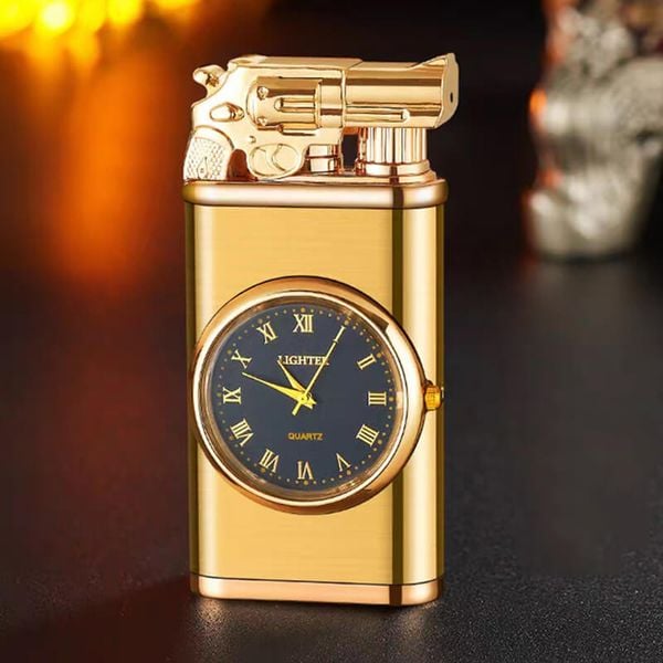 Bật lửa gas 2 chế độ lửa có đồng hồ các hình  DT19