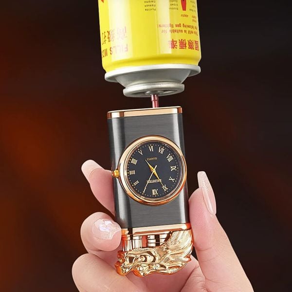 Bật lửa gas 2 chế độ lửa có đồng hồ các hình  DT19