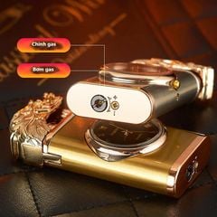Bật lửa gas 2 chế độ lửa có đồng hồ các hình  DT19