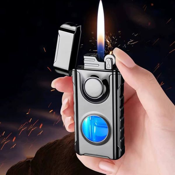 Bật lửa gas đá 2 phong cách lửa bình gas trong suốt TH-617