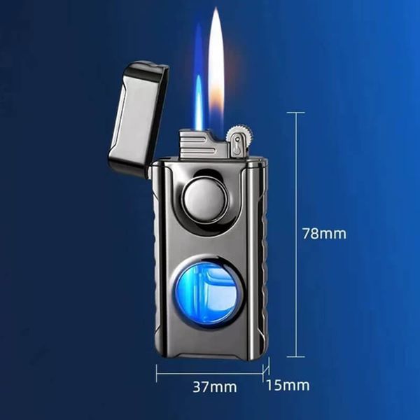 Bật lửa gas đá 2 phong cách lửa bình gas trong suốt TH-617