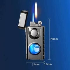 Bật lửa gas đá 2 phong cách lửa bình gas trong suốt TH-617