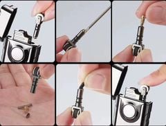 Bật lửa gas đá 2 phong cách lửa bình gas trong suốt TH-617