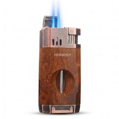 Bật lửa Honest khò 2 tia kèm dao cắt chữ V cho Cigar BCZ 834