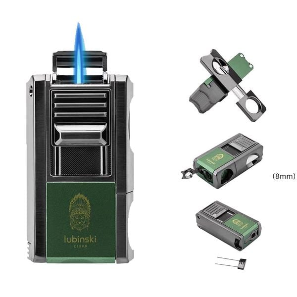 Bật lửa Lubinski khò 1 tia kèm bộ phụ kiện Cigar YJA 10057