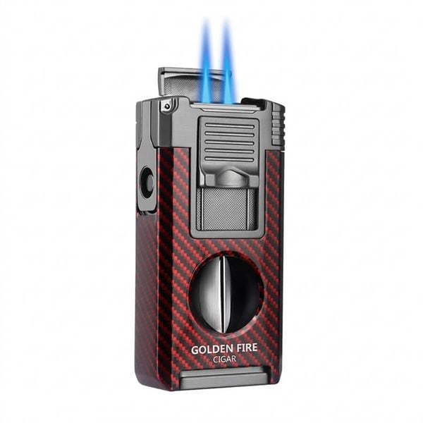 Bật lửa khò 2 tia Lubinski kèm dao cắt chữ V và đục Cigar YJA 10056