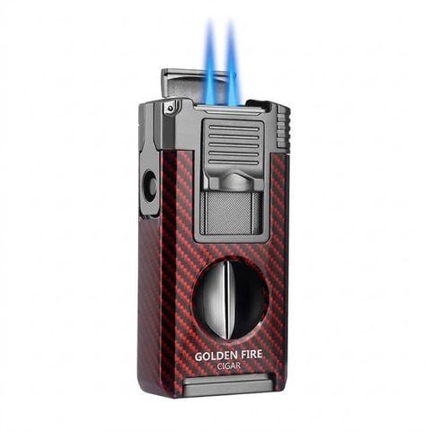 Bật lửa khò 2 tia Lubinski kèm dao cắt chữ V và đục Cigar YJA 10056