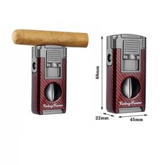 Bật lửa khò 2 tia Lubinski kèm dao cắt chữ V và đục Cigar YJA 10056