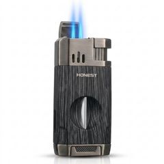 Bật lửa Honest khò 2 tia kèm dao cắt chữ V cho Cigar BCZ 834