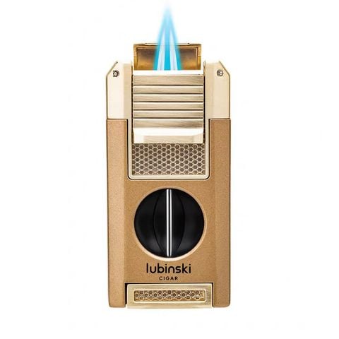 Bật lửa khò 2 tia Lubinski kèm dao cắt chữ V và đục Cigar YJA 10056
