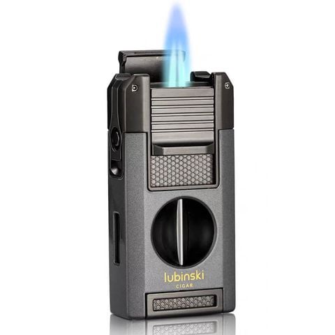 Bật lửa khò 2 tia Lubinski kèm dao cắt chữ V và đục Cigar YJA 10056