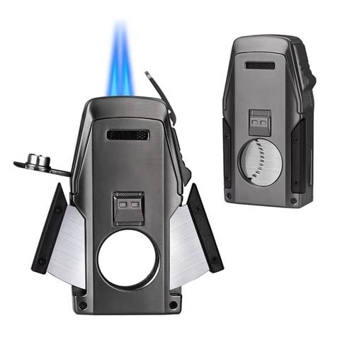 Bật lửa chính hãng Lubinski khò 2 tia kèm dao cắt và đục Cigar YJA-10067