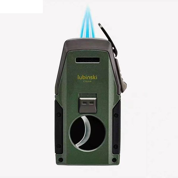 Bật lửa chính hãng Lubinski khò 2 tia kèm dao cắt và đục Cigar YJA-10067