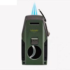 Bật lửa chính hãng Lubinski khò 2 tia kèm dao cắt và đục Cigar YJA-10067