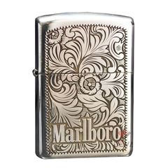Zippo Bạc Khối Khắc Hoa Văn Marlboro BK41
