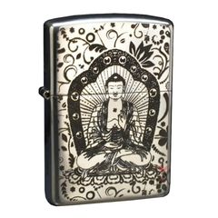 Zippo Bạc Khối Khắc Đức Phật A Di Đà BK06