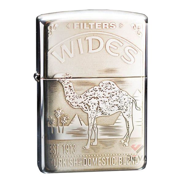 Zippo Bạc Khối Khắc Hoạ Chủ Đề Thương Hiệu Camel BK43