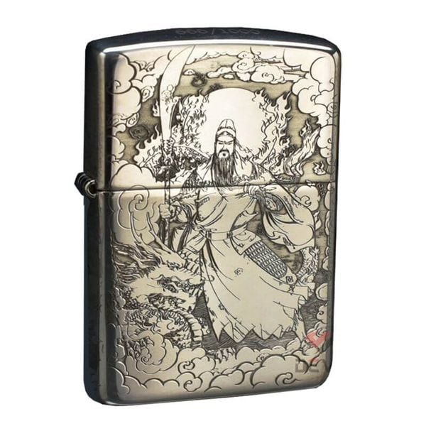 Zippo Bạc Khối Khắc Quan Vũ Quan Vân Trường BK34