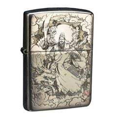Zippo Bạc Khối Khắc Quan Vũ Quan Vân Trường BK34