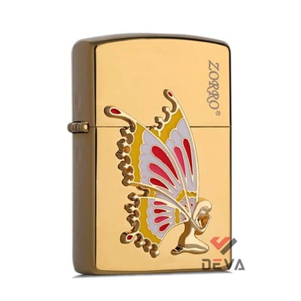 Bật lửa xăng đá Zorro ốp Emblem nàng tiên cánh bướm Z91826
