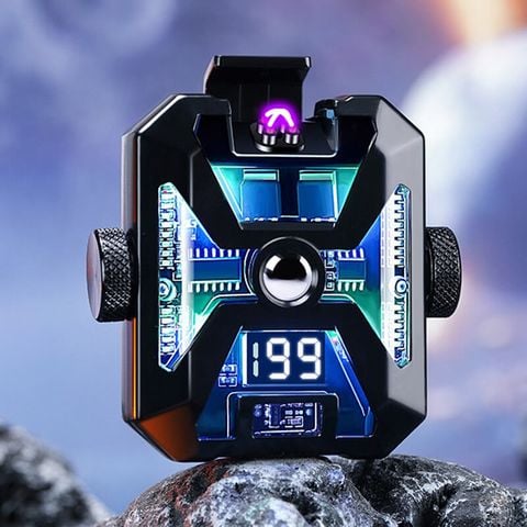 Bật lửa sạc điện 2 tia lửa chéo kèm đèn LED đa năng BLD02