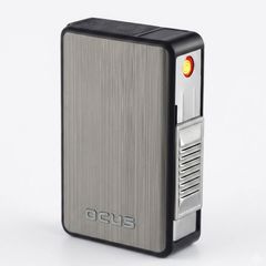 Hộp đựng thuốc lá Focus chứa 20 điếu loại 6.5mm kèm bật lửa điện nhiệt JD YH065