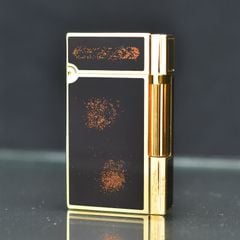 Dupont Hồng Kông Sơn Mài Đen Đính Nhũ Viền Kẻ Sọc D20