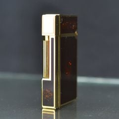 Dupont Hồng Kông Sơn Mài Đen Đính Nhũ Viền Kẻ Sọc D20