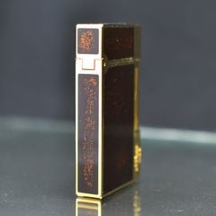 Dupont Hồng Kông Sơn Mài Đen Đính Nhũ Viền Kẻ Sọc D20