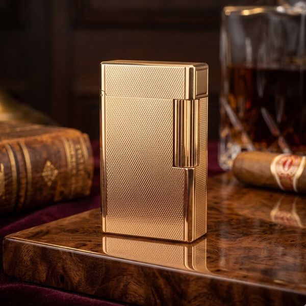 S.T. Dupont Ligne 1 (1 Lỗ) – Bọc Vàng 20 Microns – Họa Tiết Vân Kim Cương Nhỏ Diamond Head DPH70