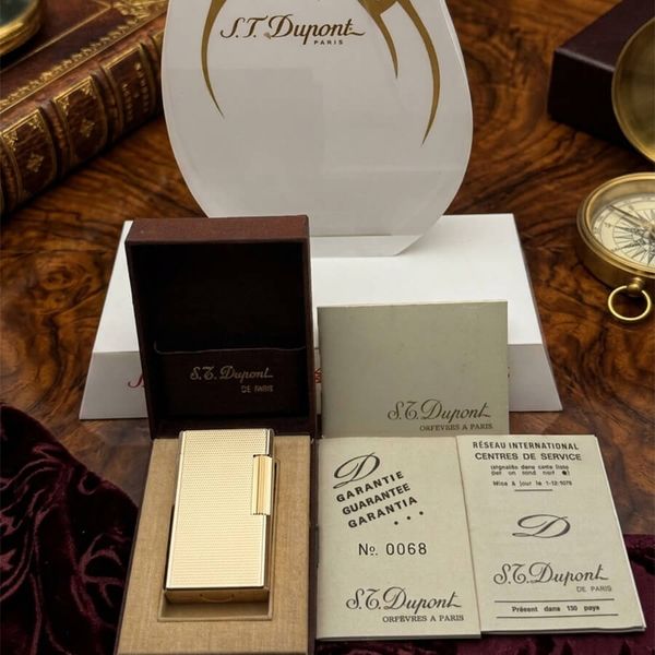 S.T. Dupont Ligne 1 (1 Lỗ) – Bọc Vàng 20 Microns – Họa Tiết Vân Kim Cương Nhỏ Diamond Head DPH70