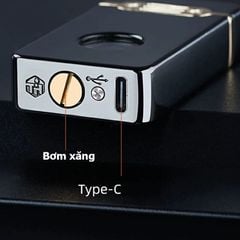 Bật lửa xăng cảm ứng điện tử bình trong suốt HT-2315