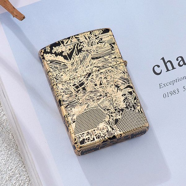 Bật lửa Zorro bức tranh Thanh Minh Thượng Hà Đồ mạ vàng Z2-1070