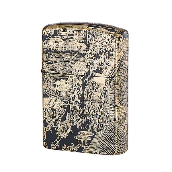 Bật lửa Zorro bức tranh Thanh Minh Thượng Hà Đồ mạ vàng Z2-1070