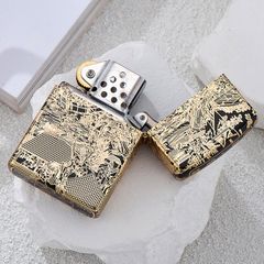 Bật lửa Zorro bức tranh Thanh Minh Thượng Hà Đồ mạ vàng Z2-1070