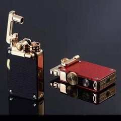 Bật lửa xăng đá chính hãng Chief cần gạt ốp da 2 mặt CF708