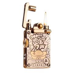 Bật lửa xăng đá chính hãng Chief cần gạt ốp da 2 mặt CF708